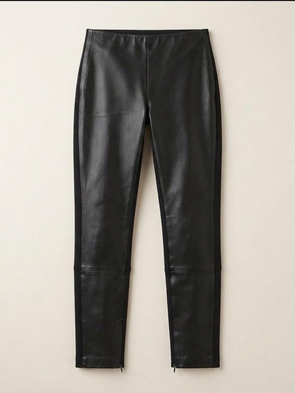 🖤 Vintage Fall Black Danier Italian Leather Contrast Leggings (Size 8 / UK 12)